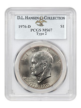 1976-D $1 PCGS MS67 (Type 2) ex: D.L. Hansen - £2,154.98 GBP