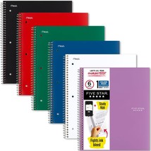 Five Star Spiral Notebooks With Pockets Plus Study App, 6 Pack, 1-Subject, - £31.59 GBP