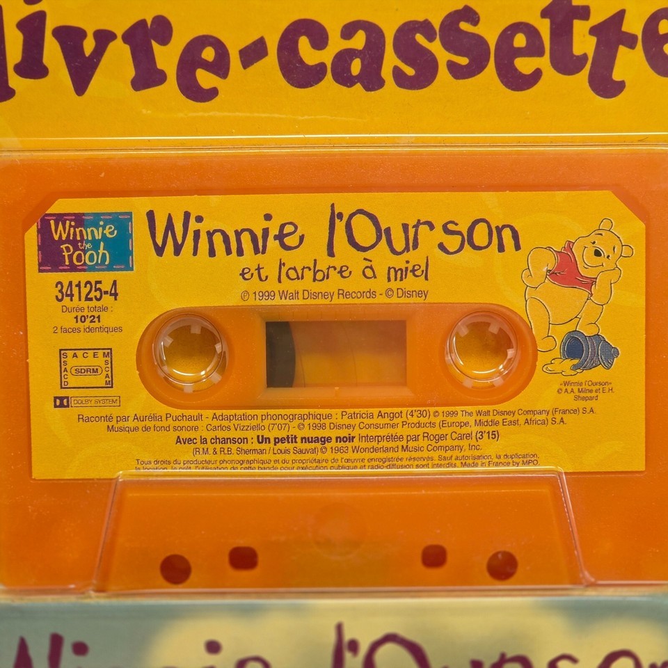 VINTAGE 1999 DISNEY WINNIE LOURSON THE POOH FRENCH CASSETTE + BOOK NEW SEALED Item image 3