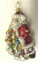 Christopher Radko Fine Glass 5 1/2&quot; Santa SACK OF PRESENTS Christmas Orn... - £23.74 GBP