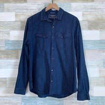 Express Denim Printed Western Shirt Blue Snap Button Front Casual Mens L... - $26.72