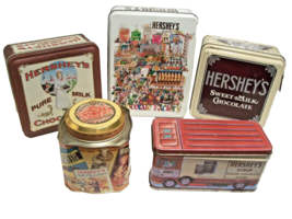 Lot Of 5 Hershey’s Pure Milk Chocolate Vintage Edition 1990's Collectible Tins - £31.11 GBP