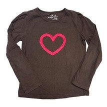 Heart Girl&#39;s Shirt Brown Embellished Pink Long Sleeve Tee  Top  - £3.95 GBP