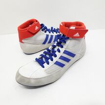 Adidas G25909 HVC 2 White/Royal Blue/Red Boys Wrestling Shoes Size 6 - $26.99