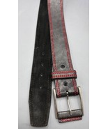 Hickock Mens Leather Black Belt Red Stitching Size 36 - $226.34 MXN