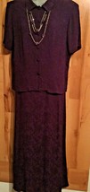 Dressbarn Women’s Size10 Tall Two Piece Purple Sleeveless Maxi Dress &amp; Necklace - £11.83 GBP