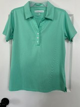 Pebble Beach Women&#39;s Performance Green Solid Polo Shirt Top Size M - £9.73 GBP