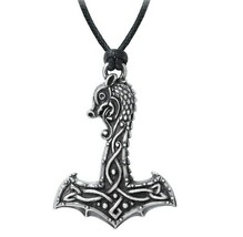 Alchemy Gothic Drakkar Thor&#39;s Hammer Pendant Mjolnir Viking Celtic Drago... - $21.95