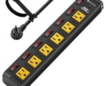6 Outlet Heavy Duty Power Strips With Individual Switches, 15A/1875W Met... - £42.99 GBP