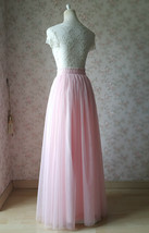 LIGHT PINK Full Length Tulle Skirt Women Plus Size Tulle Skirt for Wedding image 6