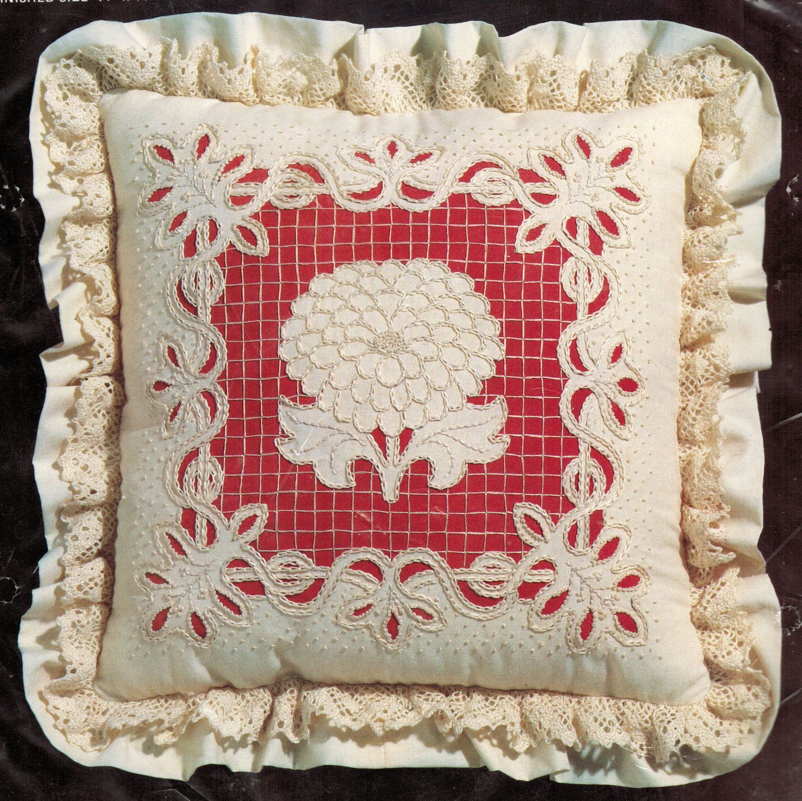 Charmin Chainstitching Embroidery Chrysanthemum Pillow Ann Benson KIT 14" x 14" - $16.99