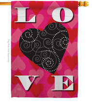 Love Heart House Flag Valentine 28 X40 Double-Sided Banner - £29.08 GBP