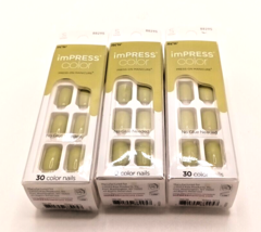 Kiss Impress Color Press On Nails Color Solid Green 3pk/90ct - £10.22 GBP