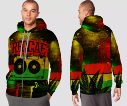 Rasta Reggae  Mens Graphic Zipper Hooded Hoodie - £27.78 GBP+