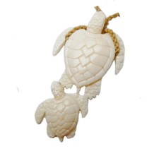 Jewelry Two Sea Turtles Hand Carved Bone Necklace - £43.96 GBP