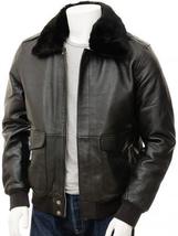 Men&#39;s vintage BLACK Leather Bomber Jacket All Size - £156.03 GBP