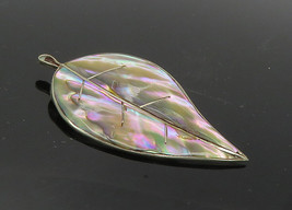 TAXCO 925 Sterling Silver - Vintage Abalone Floral Leaf Brooch Pin - BP4094 - £33.20 GBP