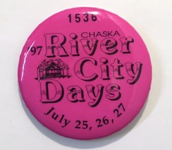 Chaska Minnesota River City Days 1997 Button Pin 2.25&quot; Bright Pink  1536 - £9.58 GBP