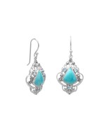 Sterling Silver Reconstituted Turquoise, Blue Topaz and Marcasite Earrings - €58,34 EUR