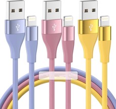 3Pack 10FT Cable Fast Charging Cord Compatible with iPhone 14 13 12 11 Colorful - £8.54 GBP