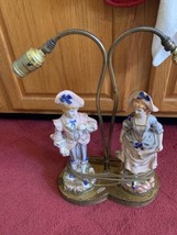 UNIQUE PORCELAIN LAMPS FIGURAL COLONIAL COUPLE COURTING ONE LAMP 2 LIGHT... - £54.27 GBP