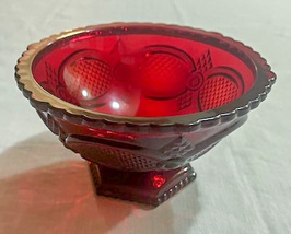 Pedestal Candy Dish - Avon Cape Cod Collection Ruby Red Pressed Glass - $20.00