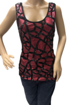 Buckle BKE Boutique Red Black Geometric Sequined Tank Top Clubwear Size ... - £11.76 GBP