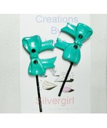 Sets of 2 Bobby Pins -Green Bow - £4.38 GBP