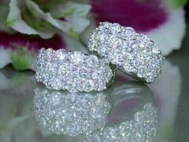 3.00Ct Round Cut Simulated Diamond Hoop Huggie Earrings 14K White Gold P... - £107.72 GBP