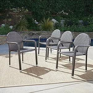 Christopher Knight Home Aurora Outdoor Wicker Armed Stacking Chairs with... - $609.99