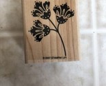 Stampin&#39; Up! Three Flowers Round Long Stem Rubber Stamp 2007 Wood Mount - $10.84