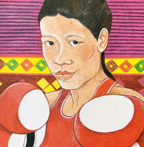 Mary Kom Art Postcard Boxer 2018 Female Athlete Unposted Priya Kuriyan E99E - $28.01 CAD