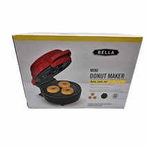 Bella Red Mini 3 Donut Maker Bake Treat Eat Nonstick Coated 350 Watts NIB - $15.68