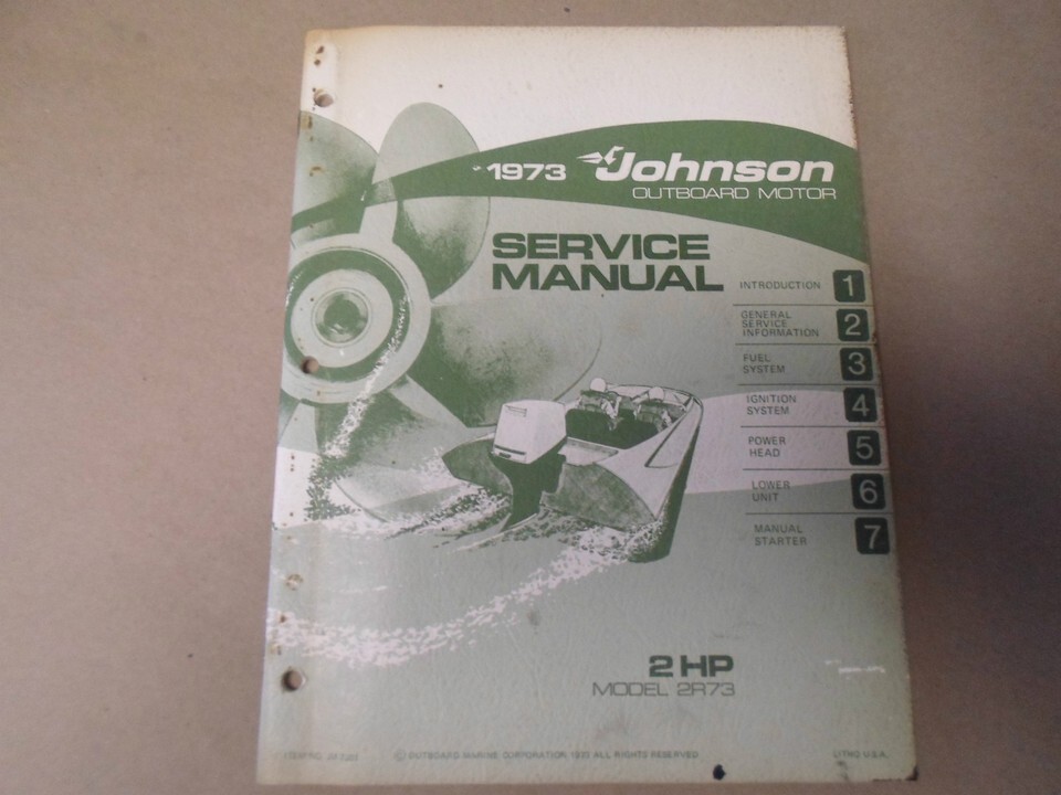 Manuel De Service Johnson Outboards 1973 2 HP 2R73 OEM Bateau - $19.99