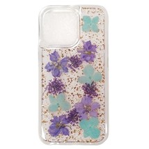 Real Flower Rose Gold Foil Shockproof Confetti Case for iPhone 13 Pro 6.1 PURPLE - £6.71 GBP