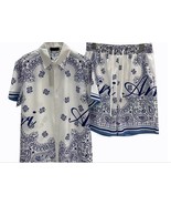 Men Pairs Short Sleeve T-shirt Cotton and Linen Casual Men T-shirts+Trouser - $38.29 CAD