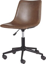 Brown Faux Leather Adjustable Swivel Bucket Seat Home Office Desk Chair By - £101.49 GBP