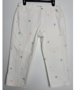 Columbia Womens White Capri Crop Pants Size 12 Palm Trees Flamingo Cotto... - £11.87 GBP