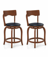 Swivel Bar Stools Set of 2 with Rubber Wood Frame and Upholstered Seat-2... - $3,789.93 MXN