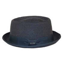 Men's Broner Summer Hat Woven Straw Style Porkpie STAND UP 88-8604 Navy image 3