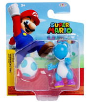 Super Mario Light Blue Yoshi 2.5&quot; Figure with Egg New in Package - £9.35 GBP