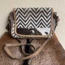 Myra Bag Artistic Chevron Cowhide Shoulder Handbag Crossbody Western Bag... - $28.58