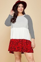 Women&#39;s Plus Size Cute Polka Dot And Animal Print Dress (1XL) - £23.34 GBP