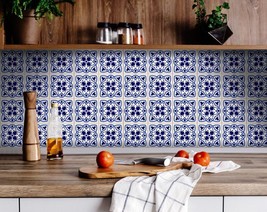5&quot; X 5&quot; Blue And White Mosaic Peel And Stick Removable Tiles - £40.67 GBP