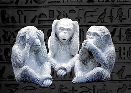 White marble No Evil See Hear Speak White Monkey Figurine - Set of 3 , Monkey De - $169.00