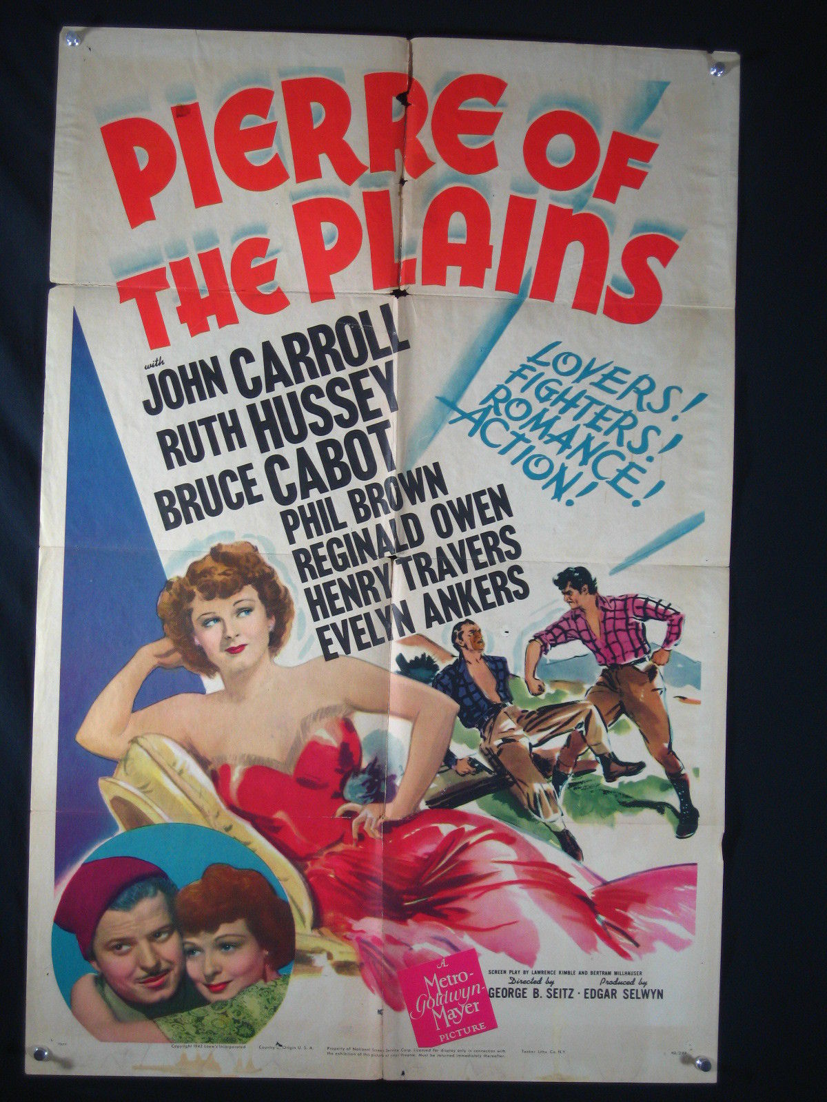 Primary image for PIERRE OF THE PLAINS-JOHN CAROLL-RUTH HUSSEY-27X41 POSTER-1942-DRAMA P/FR