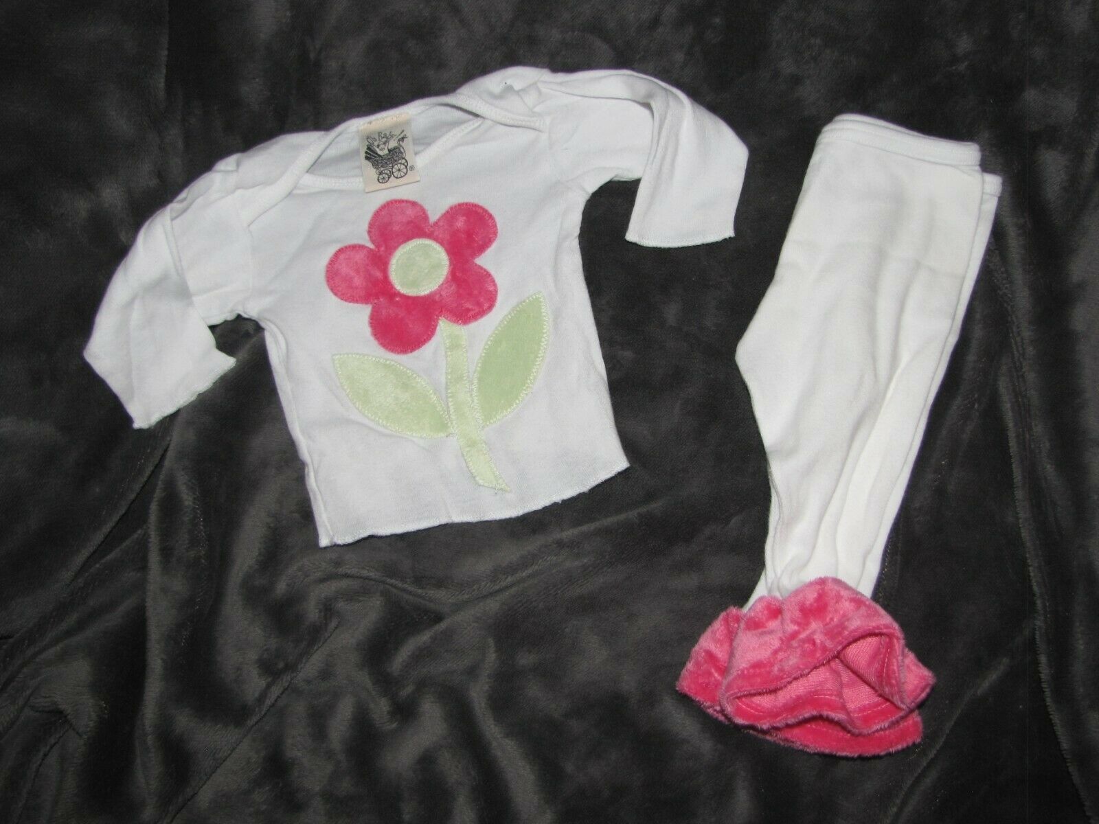 Oh Baby Boutique Girl 3 Piece Soft Minky Set Shirt Ruffle Flare Pants Ja... - $19.79