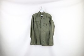 Vtg 50s Korean War Mens M Thrashed Sanforized Cotton OG 107 Sateen Shirt Jacket - £54.87 GBP