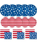 American Flag Patriotic July 4 Party Supplies Disposable Paper Plates &amp; ... - $24.28 CAD