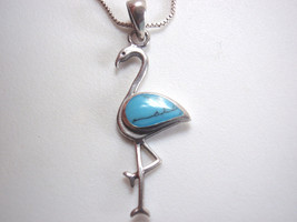 Flamingo Simulated Turquoise 925 Sterling Silver Pendant - £9.34 GBP